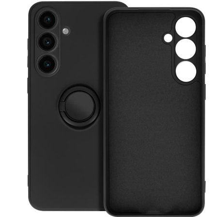Coque för Samsung Galaxy S24 FE Ring Stöd Silikon Flexibel Svart