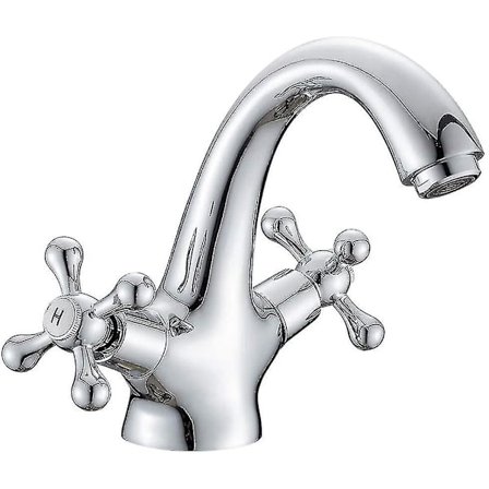 Traditionell viktoriansk monobloc-blandare kran vintage krom dubbel korshandtag badrumskran