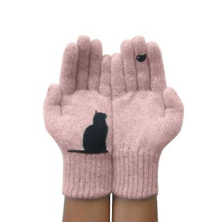 Talvikäsineet miehille, naisille, teini-ikäisille, söpöjä kissa- ja printed thermal Style5