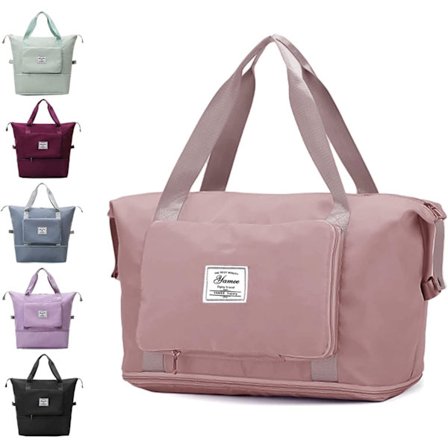 Stor sammenleggbar reiseveske, lett og vanntett kabinveske med fast stropp, tørr og våt separasjon sammenleggbar reise