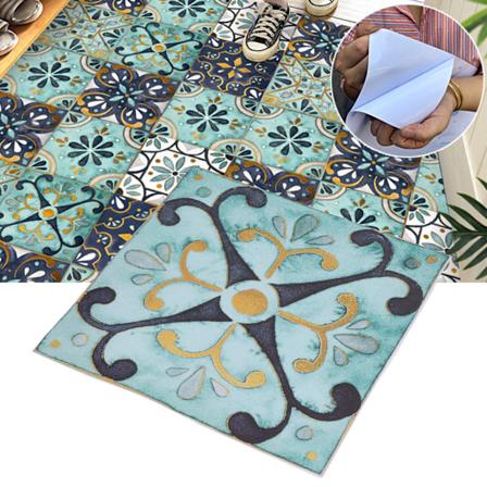4 st/set Antika kakeldekaler Retro stil Vattentät Självhäftande dekaler för kök badrumsdekor 30x30cm