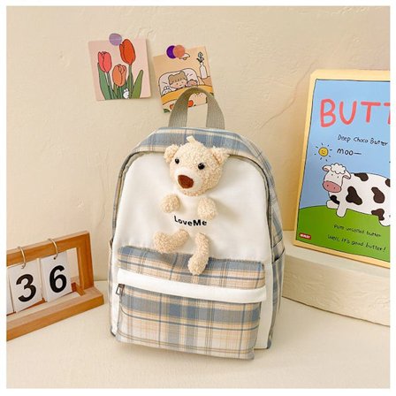 Student skolväska ny barnväska dagis barn söt björn ryggsäck fläkt barn skolväska - khaki