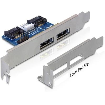 Delock Slot bracket 2x eSATAp 5V/12V with Low Profile Bracket - lagerkabelsett