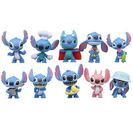 PVC Stitch 10-delt sett kakedekorasjoner ornamenter Lilo og Stitch anime håndholdt figur kapsel