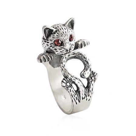 Ring Katt Djurälskare Katt Kattälskare Kattunge Justerbar Silver