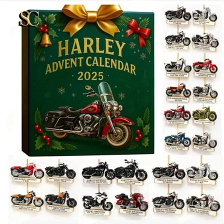 Moottoripyörän joulukalenteri 2025 – 24 päivän lähtölaskenta jouluun hauskoilla Har-Ley-lahjoilla miehille ja moottoripyöräharrastajille