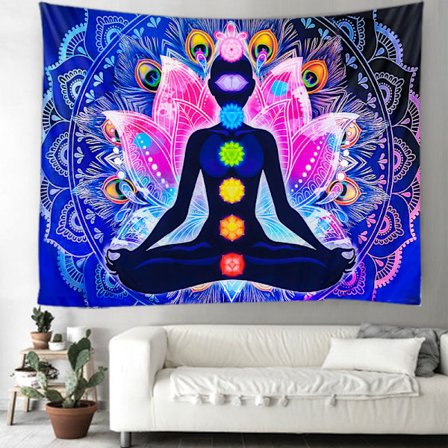 1PC Tapestry Yoga Meditation Väggbonad Färgglad Psykedelisk Ta