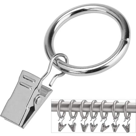 Gardinstangringer med klips (25mm) (50-pakning) - Rustfritt rustfritt stålmetallgardinklipsringer for gardinvekter, kunstutstilling, passer til 20mm 