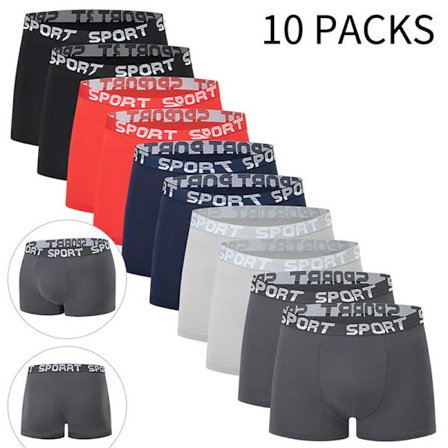 10-pak Herrerunderbukser, Casual Boxer Briefs, Åndbare og Behagelige Elastiske Boxershorts, Træningsshorts