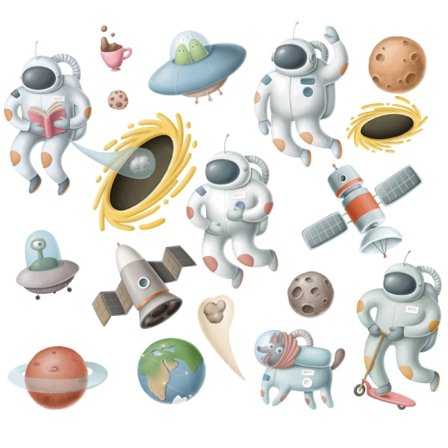 Astronautti-seinätarra Musta Aukko Avaruus Tarrat