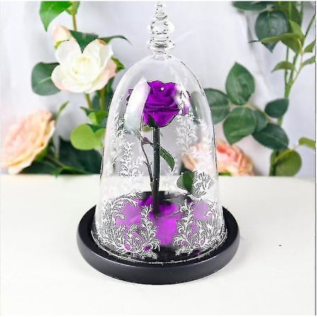 Kuolemattomuuskukka Valmis Lasikupu Ruusu Joulu Ystävänpäivälahja (violetti)