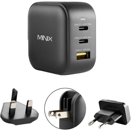 66W Turbo 3-Port GaN Väggladdare 2 x USB-C Snabbladdningsadapter, 1 x USB-A Quick Charge 3.0, Kompatibel med MacBook Pro Air, iPad Pro, iPhone 16/1
