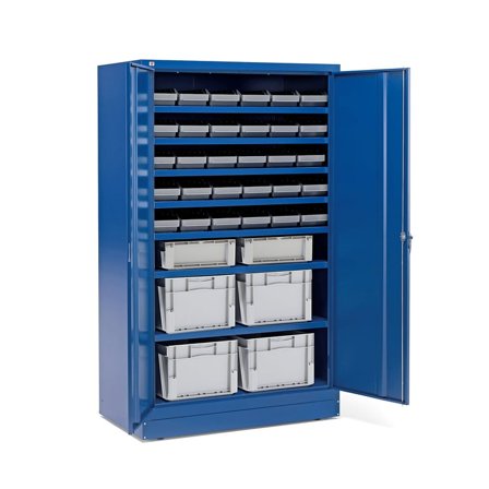 Cabinet SHIFT with 30 x 6.1 L + 2 x 25 L + 4 x 50 L boxes, blue