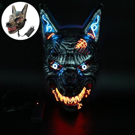 Susi Maski Eläin Pelottava Led Valo Naamio Miehille Naisille Halloween Naamiaiset Festivaali Juhlat Cosplay Rekvisiitat Hohtaa Pimeässä