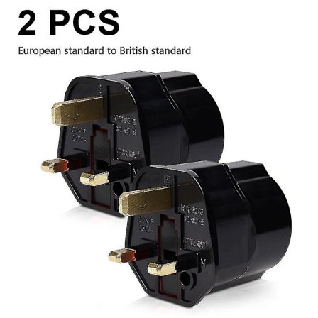 2x Reseadapter Adapterkontakt för England - Reseplugg Strömadapter EU till UK Uttag - Reseplugg