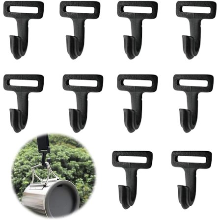 Muovinen ulkoteltan koukku, telttakoukut, tankoköysi, telttasolki, telttakatekoukku, yhteensopiva, monitoimiset ripustuskoukut retkeilyyn, musta