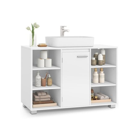Rootz White Sink Unit - Wash Basin Cabinet - Badrumsförvaring - Hållbar träflisskiva - 30 x 90 x 60 cm