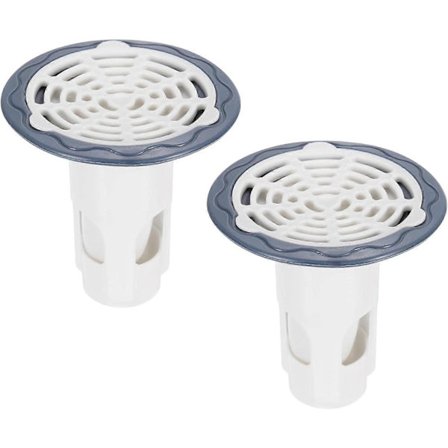 Tilbakestrømningsbeskyttelse for dusjgulvsluk, luktventil for vask, slukpropp med hårfanger for kjøkken, bad, balkong, hvit, 2-pakning
