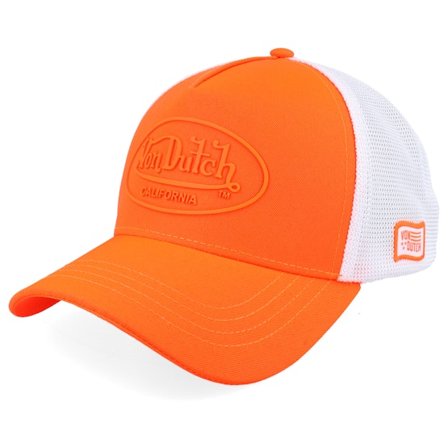 Von Dutch - Orange Trucker Cap - Oval Patch White/Orange Trucker @ Hatstore