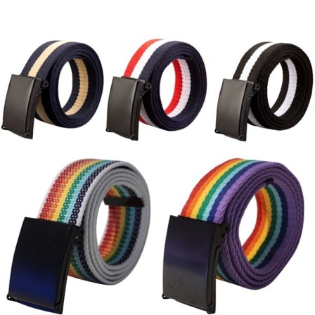 Belte herre/dame/barn canvas stoff 5 forskjellige belter klær svart hvit - SVART/HVITT/SVART/3 110 cm