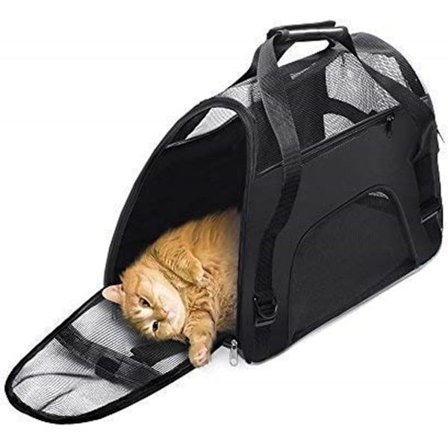 AVC transporttaske til kæledyr, bærbar blød sammenklappelig rejsetaske i stof til hund, kat, hvalp, sammenklappelig kæledyrstaske (sort)