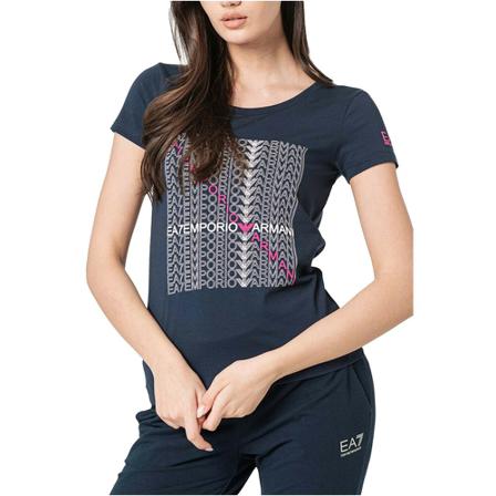 Emporio Armani EA7 Logo embroidered t -shirt , Blauw , Dames , Maat: XS