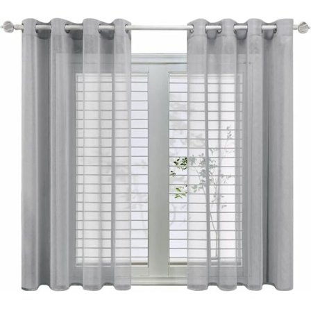 Grå gardiner i linnelook 140x160cm halvgenomskinlige øjlebånds soveværelsesvoilegardiner til stuer moderne køkkengardiner sæt af 2