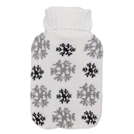 Varmtvannsflaske med mykt strikket trekk - 2000ML - Varme for nakke og skuldre - Vinter Snowflake-tema