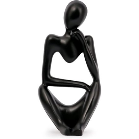Resin Staty Tänkare Stil Dekoration Abstrakta Skulpturer Samlarobjekt Figurer för Heminredning Modern Kontor Hylla Skrivbord (Svart-höger)