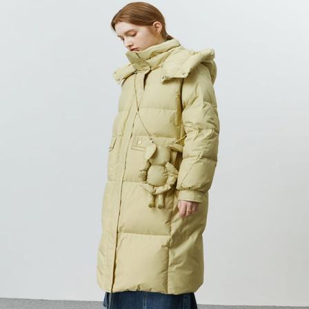 Avtagbar kaninväska Design Lång varm dunjacka vinterkappor Khaki Green S