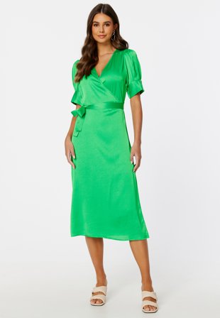 VILA Naria S/S Wrap Midi Dress Green bee Klær
