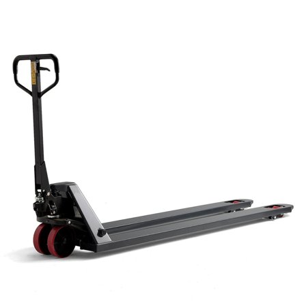 Palleløfter BOOST, Quicklift, 2000 kg, 2000 mm, boogie hjul, polyuretan, grå