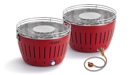 LotusGrill Classic-hybrid røykfri gass+kull red