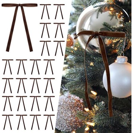 24-pack Brun Julgransrosett Dörrkransdekoration Vintage Kransrosett (3/8 tum bred, 5 * 7 tum)