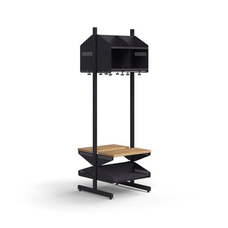 Hatt- och skohylla ENTRY, grundsektion, golvstående, 4 fack, 1800x600x600 mm, antracit