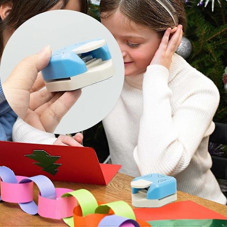 3-i-1 Hjørneavrunder, hullslager 3-veis hjørneskjærer med hullslager og løsbladsring, laminat, DIY-håndverk, kortlaging #Blå