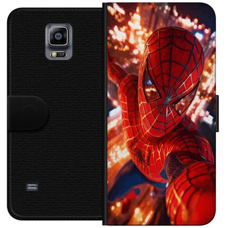 Kompatibel Tegnebogsetui til Samsung Samsung Galaxy Note 4 Spider Man i intens action med funklende lys og dynamisk perspektiv i filmisk superheltesti