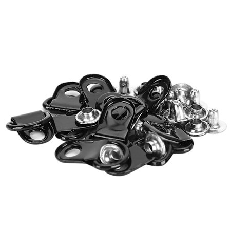 100 kpl Nauhakoukut DRing-silmukka Solki Messinki Kengän Nahka DIY Niittityökalu Kiiltävä Musta 9x22mm