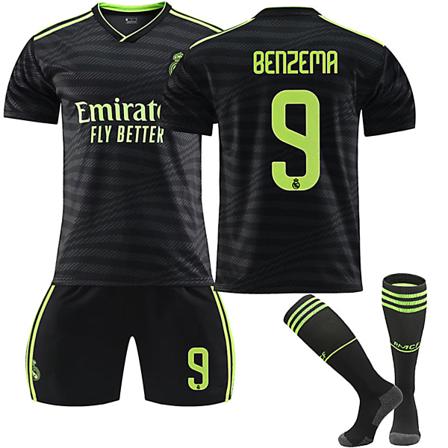 22/23 Ny sesong Borte(2) Real Madrid CF BENZEMA Nr 9 Barn Jersey-pakke Barn-24