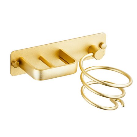 Hårfønerholder Hårstylingverktøyholder med kabelorganisator Metallveggfeste Gull for oppbevaring av hårføner Stylingjern Hårbørste etc