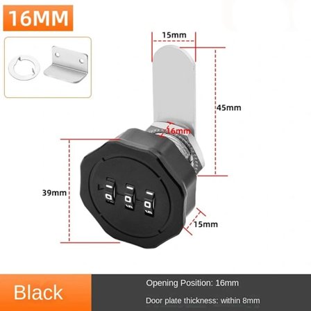 Salasanalla toimiva lukko, yhdistelmälukko 16MMCOLOR 2 VÄRIÄ 2 16mmColor 2