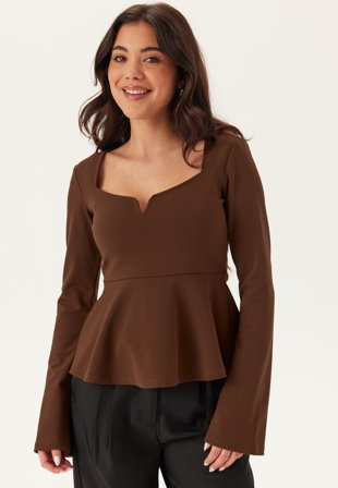 BUBBLEROOM-Long Sleeve Peplum Top-M