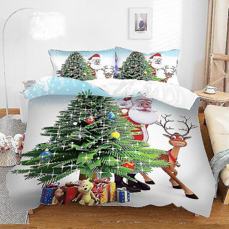 Två eller Tre Delars Jul 3D-tryckt Påslakanset Sängkläder Födelsedag Julklapp Stil05