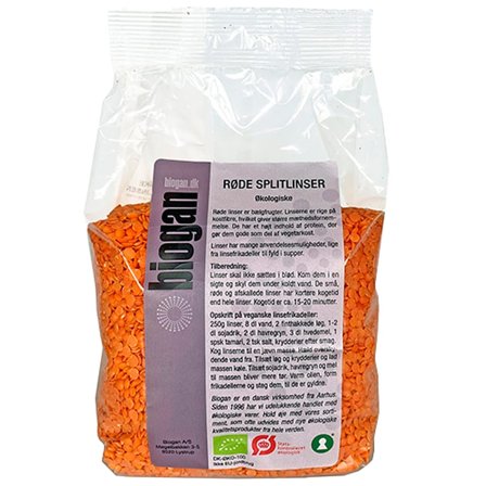 Biogan Røde splitlinser Ø 750 g, Helse & Madvarer, Pasta, Ris & Bælgfrugter, Linser