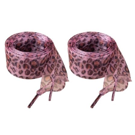 Leopardikuvioiset kengännauhat, 140 cm pitkät, 25 mm leveät, organza-kengännauhat