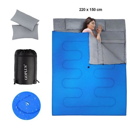 Kaksinkertainen Makuu Sack - 220x150CM - 2 Tyynyä Mukana - Vesitiivis - Kevyt ja Kompakti