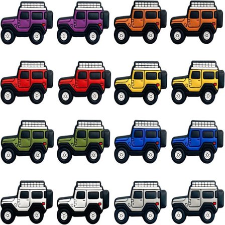 16 stykker cool lastbil silikone perler biler spacer perler farverige