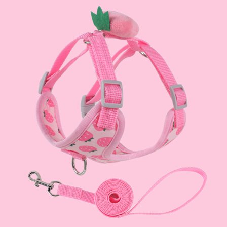 (Storlek L) 1 st rosa jordgubbs hundsele koppel set, allväders reflekterande