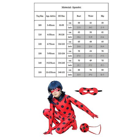 Kids Girl Ladybug Cosplay Kostym Set Halloween Party Jumpsuit F 140(130-140CM) NX