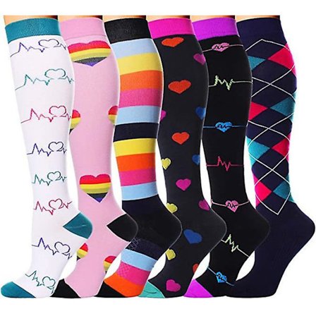 Compression Socks For Women & Men Circulation 6 Pairs For Athletic Running Cycling